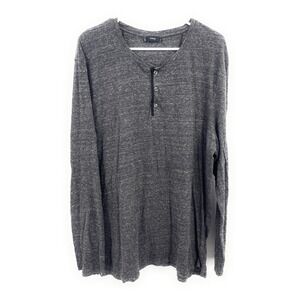 Vince Henley Mens XXL Black Gray Long Sleeve Casual Top